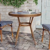 image:imageFlash Furniture Lourdes IndoorOutdoor Commercial Bistro Table  Tempered Glass Top  PE Rattan  Natural Bamboo Print Aluminum Frame  315  BlackWhiteNavy  White RattanNatural Frame
