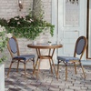 image:imageFlash Furniture Lourdes IndoorOutdoor Commercial Bistro Table  Tempered Glass Top  PE Rattan  Natural Bamboo Print Aluminum Frame  315  BlackWhiteNavy  White RattanNatural Frame