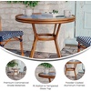 image:imageFlash Furniture Lourdes IndoorOutdoor Commercial Bistro Table  Tempered Glass Top  PE Rattan  Natural Bamboo Print Aluminum Frame  315  BlackWhiteNavy  White RattanNatural Frame