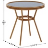 image:imageFlash Furniture Lourdes IndoorOutdoor Commercial Bistro Table  Tempered Glass Top  PE Rattan  Natural Bamboo Print Aluminum Frame  315  BlackWhiteNavy  White RattanNatural Frame