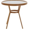 image:imageFlash Furniture Lourdes IndoorOutdoor Commercial Bistro Table  Tempered Glass Top  PE Rattan  Natural Bamboo Print Aluminum Frame  315  BlackWhiteWhite  Navy RattanNatural Frame