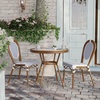 image:imageFlash Furniture Lourdes IndoorOutdoor Commercial Bistro Table  Tempered Glass Top  PE Rattan  Natural Bamboo Print Aluminum Frame  315  BlackWhiteWhite  Navy RattanNatural Frame
