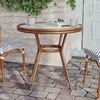 image:imageFlash Furniture Lourdes IndoorOutdoor Commercial Bistro Table  Tempered Glass Top  PE Rattan  Natural Bamboo Print Aluminum Frame  315  BlackWhiteWhite  Navy RattanNatural Frame