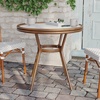 image:imageFlash Furniture Lourdes IndoorOutdoor Commercial Bistro Table  Tempered Glass Top  PE Rattan  Natural Bamboo Print Aluminum Frame  315  BlackWhiteWhite  Gray RattanNatural Frame