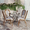 image:imageFlash Furniture Lourdes IndoorOutdoor Commercial Thonet French Bistro Stack Chair  NATWhite PE Rattan Back and Seat  Light Natural Bamboo Print Metal Frame  2 PKWhite  NavyNatural Frame