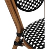 image:imageFlash Furniture Lourdes IndoorOutdoor Commercial Thonet French Bistro Stack Chair  NATWhite PE Rattan Back and Seat  Light Natural Bamboo Print Metal Frame  2 PKBlack  WhiteNatural Frame