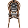 image:imageFlash Furniture Lourdes IndoorOutdoor Commercial Thonet French Bistro Stack Chair  NATWhite PE Rattan Back and Seat  Light Natural Bamboo Print Metal Frame  2 PKBlack  WhiteNatural Frame