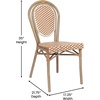 image:imageFlash Furniture Lourdes IndoorOutdoor Commercial Thonet French Bistro Stack Chair  NATWhite PE Rattan Back and Seat  Light Natural Bamboo Print Metal Frame  2 PKNatural  WhiteLight Natural Frame