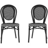 image:imageFlash Furniture Lourdes IndoorOutdoor Commercial Thonet French Bistro Stack Chair  NATWhite PE Rattan Back and Seat  Light Natural Bamboo Print Metal Frame  2 PKBlack  WhiteBlack Frame