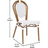image:imageFlash Furniture Lourdes IndoorOutdoor Commercial Thonet French Bistro Stack Chair  NATWhite PE Rattan Back and Seat  Light Natural Bamboo Print Metal Frame  2 PKWhite  GrayNatural Frame