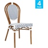 image:imageFlash Furniture Lourdes IndoorOutdoor Commercial Thonet French Bistro Stack Chair  NATWhite PE Rattan Back and Seat  Light Natural Bamboo Print Metal Frame  2 PKWhite  NavyNatural Frame