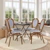 image:imageFlash Furniture Lourdes IndoorOutdoor Commercial Thonet French Bistro Stack Chair  NATWhite PE Rattan Back and Seat  Light Natural Bamboo Print Metal Frame  2 PKWhite  NavyNatural Frame