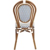 image:imageFlash Furniture Lourdes IndoorOutdoor Commercial Thonet French Bistro Stack Chair  NATWhite PE Rattan Back and Seat  Light Natural Bamboo Print Metal Frame  2 PKWhite  NavyNatural Frame