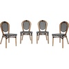 image:imageFlash Furniture Lourdes IndoorOutdoor Commercial Thonet French Bistro Stack Chair  NATWhite PE Rattan Back and Seat  Light Natural Bamboo Print Metal Frame  2 PKBlack  WhiteNatural Frame