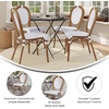 image:imageFlash Furniture Lourdes IndoorOutdoor Commercial Thonet French Bistro Stack Chair  NATWhite PE Rattan Back and Seat  Light Natural Bamboo Print Metal Frame  2 PKWhite  GrayNatural Frame