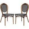 image:imageFlash Furniture Lourdes IndoorOutdoor Commercial Thonet French Bistro Stack Chair  NATWhite PE Rattan Back and Seat  Light Natural Bamboo Print Metal Frame  2 PKBlack  WhiteNatural Frame