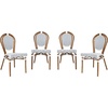image:imageFlash Furniture Lourdes IndoorOutdoor Commercial Thonet French Bistro Stack Chair  NATWhite PE Rattan Back and Seat  Light Natural Bamboo Print Metal Frame  2 PKWhite  NavyNatural Frame