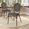 image:imageFlash Furniture Lourdes IndoorOutdoor Commercial Thonet French Bistro Stack Chair  NATWhite PE Rattan Back and Seat  Light Natural Bamboo Print Metal Frame  2 PKBlack  WhiteNatural Frame