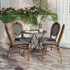 image:imageFlash Furniture Lourdes IndoorOutdoor Commercial Thonet French Bistro Stack Chair  NATWhite PE Rattan Back and Seat  Light Natural Bamboo Print Metal Frame  2 PKBlack  WhiteNatural Frame