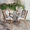 image:imageFlash Furniture Lourdes IndoorOutdoor Commercial Thonet French Bistro Stack Chair  NATWhite PE Rattan Back and Seat  Light Natural Bamboo Print Metal Frame  2 PKWhite  GrayNatural Frame