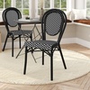 image:imageFlash Furniture Lourdes IndoorOutdoor Commercial Thonet French Bistro Stack Chair  NATWhite PE Rattan Back and Seat  Light Natural Bamboo Print Metal Frame  2 PKBlack  WhiteBlack Frame