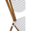 image:imageFlash Furniture Lourdes IndoorOutdoor Commercial Thonet French Bistro Stack Chair  NATWhite PE Rattan Back and Seat  Light Natural Bamboo Print Metal Frame  2 PKWhite  GrayNatural Frame