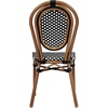 image:imageFlash Furniture Lourdes IndoorOutdoor Commercial Thonet French Bistro Stack Chair  NATWhite PE Rattan Back and Seat  Light Natural Bamboo Print Metal Frame  2 PKBlack  WhiteNatural Frame