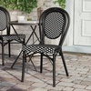 image:imageFlash Furniture Lourdes IndoorOutdoor Commercial Thonet French Bistro Stack Chair  NATWhite PE Rattan Back and Seat  Light Natural Bamboo Print Metal Frame  2 PKBlack  WhiteBlack Frame
