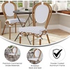image:imageFlash Furniture Lourdes IndoorOutdoor Commercial Thonet French Bistro Stack Chair  NATWhite PE Rattan Back and Seat  Light Natural Bamboo Print Metal Frame  2 PKWhite  GrayNatural Frame