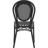 image:imageFlash Furniture Lourdes IndoorOutdoor Commercial Thonet French Bistro Stack Chair  NATWhite PE Rattan Back and Seat  Light Natural Bamboo Print Metal Frame  2 PKBlack  WhiteBlack Frame