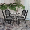 image:imageFlash Furniture Lourdes IndoorOutdoor Commercial Thonet French Bistro Stack Chair  NATWhite PE Rattan Back and Seat  Light Natural Bamboo Print Metal Frame  2 PKBlack  WhiteBlack Frame