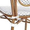 image:imageFlash Furniture Lourdes IndoorOutdoor Commercial Thonet French Bistro Stack Chair  NATWhite PE Rattan Back and Seat  Light Natural Bamboo Print Metal Frame  2 PKWhite  GrayNatural Frame
