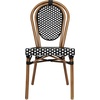 image:imageFlash Furniture Lourdes IndoorOutdoor Commercial Thonet French Bistro Stack Chair  NATWhite PE Rattan Back and Seat  Light Natural Bamboo Print Metal Frame  2 PKBlack  WhiteNatural Frame