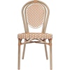 image:imageFlash Furniture Lourdes IndoorOutdoor Commercial Thonet French Bistro Stack Chair  NATWhite PE Rattan Back and Seat  Light Natural Bamboo Print Metal Frame  2 PKNatural  WhiteLight Natural Frame