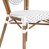 image:imageFlash Furniture Lourdes IndoorOutdoor Commercial Thonet French Bistro Stack Chair  NATWhite PE Rattan Back and Seat  Light Natural Bamboo Print Metal Frame  2 PKWhite  GrayNatural Frame