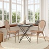 image:imageFlash Furniture Lourdes IndoorOutdoor Commercial Thonet French Bistro Stack Chair  NATWhite PE Rattan Back and Seat  Light Natural Bamboo Print Metal Frame  2 PKNatural  WhiteLight Natural Frame