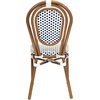 image:imageFlash Furniture Lourdes IndoorOutdoor Commercial Thonet French Bistro Stack Chair  NATWhite PE Rattan Back and Seat  Light Natural Bamboo Print Metal Frame  2 PKWhite  NavyNatural Frame