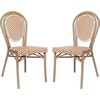 image:imageFlash Furniture Lourdes IndoorOutdoor Commercial Thonet French Bistro Stack Chair  NATWhite PE Rattan Back and Seat  Light Natural Bamboo Print Metal Frame  2 PKNatural  WhiteLight Natural Frame
