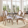 image:imageFlash Furniture Lourdes IndoorOutdoor Commercial Thonet French Bistro Stack Chair  NATWhite PE Rattan Back and Seat  Light Natural Bamboo Print Metal Frame  2 PKWhite  GrayNatural Frame