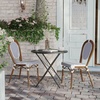 image:imageFlash Furniture Lourdes IndoorOutdoor Commercial Thonet French Bistro Stack Chair  NATWhite PE Rattan Back and Seat  Light Natural Bamboo Print Metal Frame  2 PKWhite  NavyNatural Frame