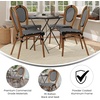 image:imageFlash Furniture Lourdes IndoorOutdoor Commercial Thonet French Bistro Stack Chair  NATWhite PE Rattan Back and Seat  Light Natural Bamboo Print Metal Frame  2 PKBlack  WhiteNatural Frame