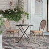 image:imageFlash Furniture Lourdes IndoorOutdoor Commercial Thonet French Bistro Stack Chair  NATWhite PE Rattan Back and Seat  Light Natural Bamboo Print Metal Frame  2 PKNatural  WhiteLight Natural Frame
