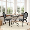image:imageFlash Furniture Lourdes IndoorOutdoor Commercial Thonet French Bistro Stack Chair  NATWhite PE Rattan Back and Seat  Light Natural Bamboo Print Metal Frame  2 PKBlack  WhiteBlack Frame