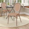 image:imageFlash Furniture Lourdes IndoorOutdoor Commercial Thonet French Bistro Stack Chair  NATWhite PE Rattan Back and Seat  Light Natural Bamboo Print Metal Frame  2 PKNatural  WhiteLight Natural Frame