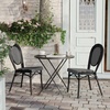 image:imageFlash Furniture Lourdes IndoorOutdoor Commercial Thonet French Bistro Stack Chair  NATWhite PE Rattan Back and Seat  Light Natural Bamboo Print Metal Frame  2 PKBlack  WhiteBlack Frame