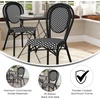 image:imageFlash Furniture Lourdes IndoorOutdoor Commercial Thonet French Bistro Stack Chair  NATWhite PE Rattan Back and Seat  Light Natural Bamboo Print Metal Frame  2 PKBlack  WhiteBlack Frame