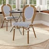 image:imageFlash Furniture Lourdes IndoorOutdoor Commercial Thonet French Bistro Stack Chair  NATWhite PE Rattan Back and Seat  Light Natural Bamboo Print Metal Frame  2 PKWhite  NavyNatural Frame