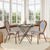 image:imageFlash Furniture Lourdes IndoorOutdoor Commercial Thonet French Bistro Stack Chair  NATWhite PE Rattan Back and Seat  Light Natural Bamboo Print Metal Frame  2 PKWhite  NavyNatural Frame