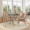 image:imageFlash Furniture Lourdes IndoorOutdoor Commercial Thonet French Bistro Stack Chair  NATWhite PE Rattan Back and Seat  Light Natural Bamboo Print Metal Frame  2 PKNatural  WhiteLight Natural Frame