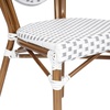 image:imageFlash Furniture Lourdes IndoorOutdoor Commercial Thonet French Bistro Stack Chair  NATWhite PE Rattan Back and Seat  Light Natural Bamboo Print Metal Frame  2 PKWhite  GrayNatural Frame